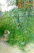 Carl Larsson brita i blomrabatten oil painting reproduction